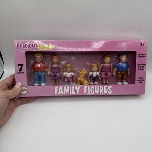 Family Figures - Set of 7 Small Toy People for Dollhouse Play Includes SEALED